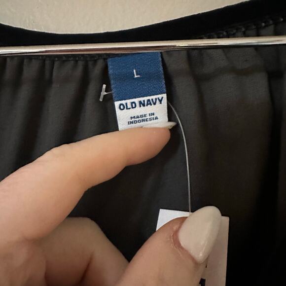 Old Navy Elbow-Sleeve Split-Neck Velvet Swing Blouse Size L NEW WITH TAGS - Picture 7 of 8